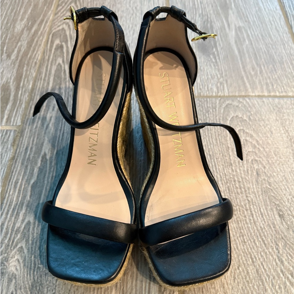Stuart Weitzman Black Ankle Strap Heels